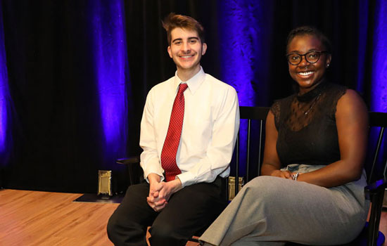 Suffolk Historical Society President Nikolas Devinzenzi and Black Student Union President Phyliss St-Hubert