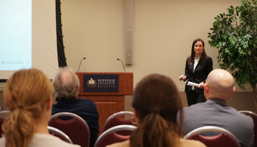 MHA Distinguished Guest Lecturer Rachel Rosenblum speaks to faculty and students.