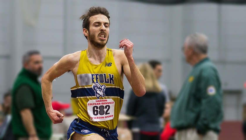 Running man in Suffolk uniform going all out