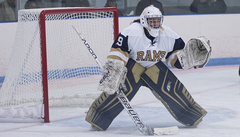 Kristen Caporusso in position at goal