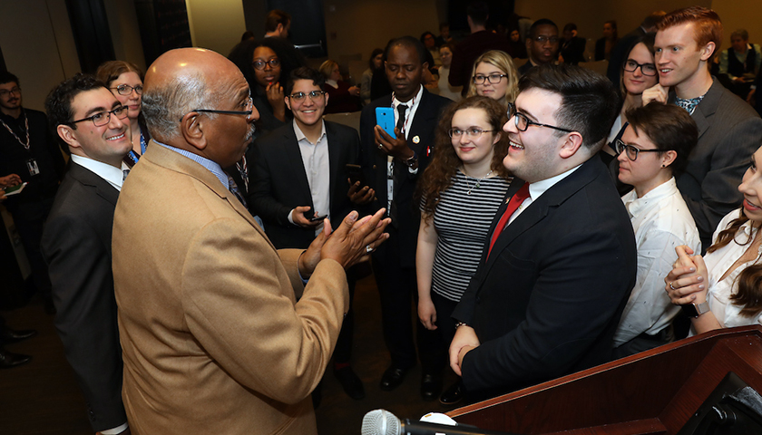 Guest speaker talks with students