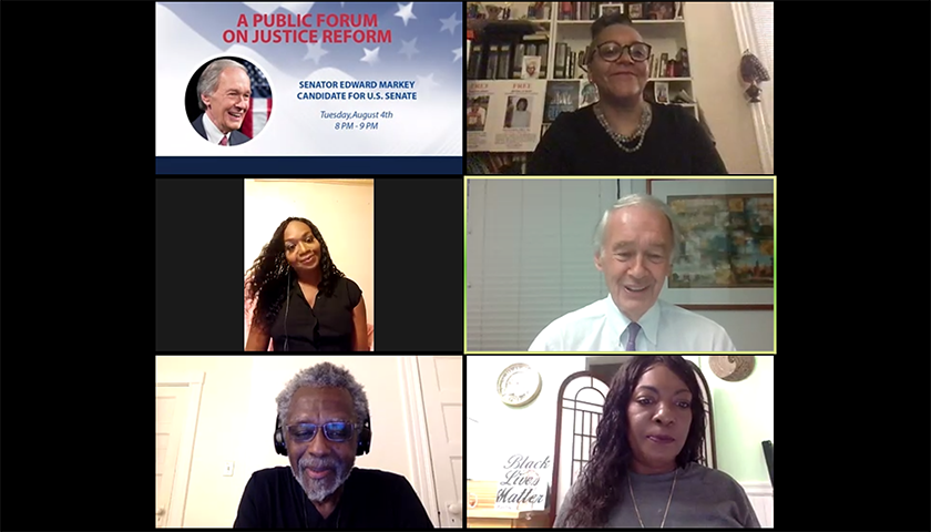 Zoom screenshot with Sen. Markey and panelists