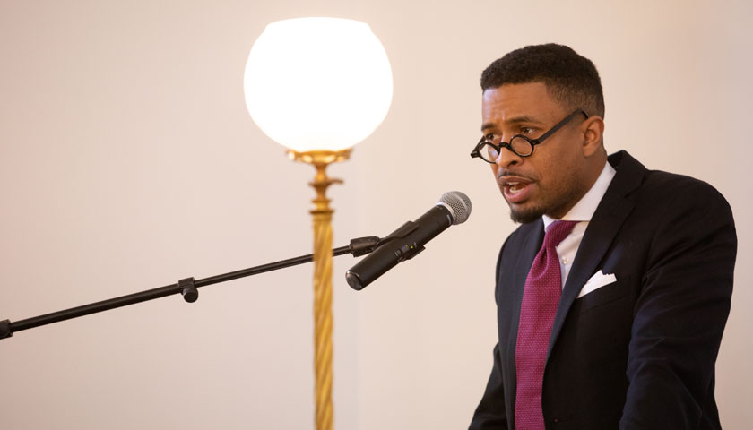 Rev. Brandon Thomas Crowley speaks at the African Meeting House