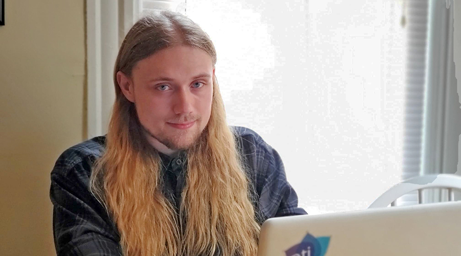 Nick McCurtin at computer