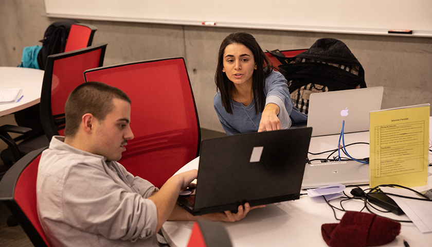 Students at the free Suffolk Tax Preparation Clinic