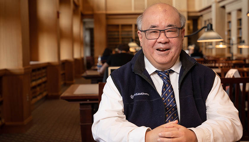 Professor David Yamada in library