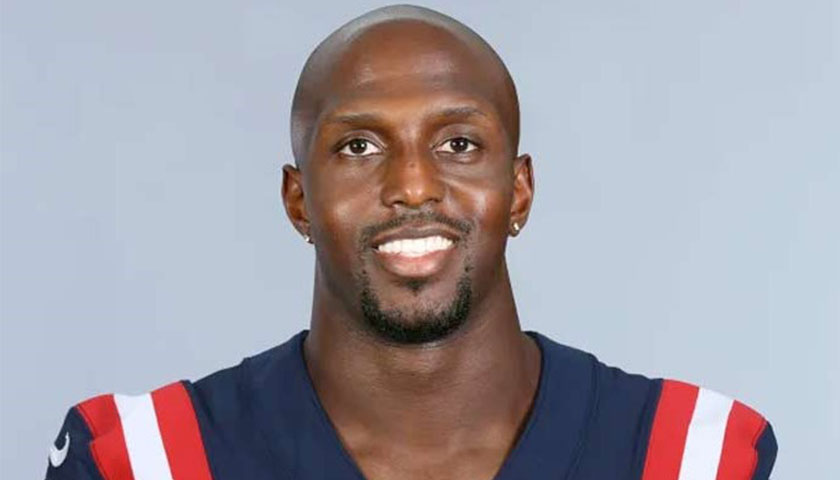 Close-up photo of New England Patriot Devin McCourty in uniform