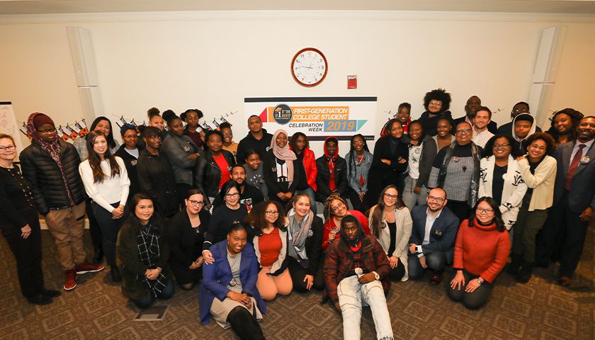 Students and staff gather for the 2019 First Generation Student Celebration