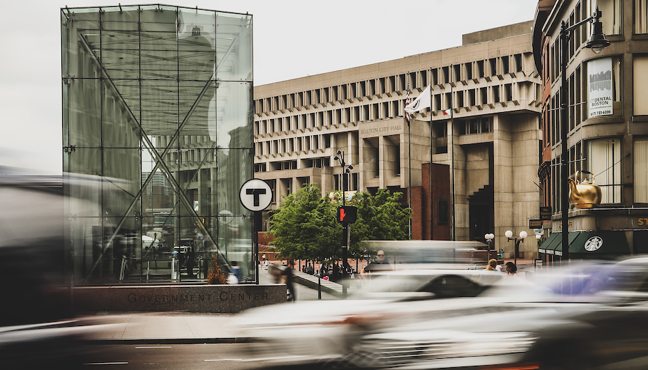 Boston's Government Center area with City Hall visible in the background