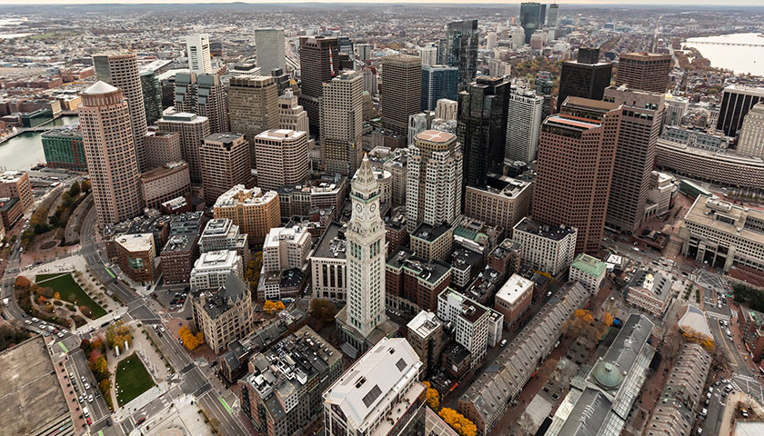 Aerial view of downtown Boston