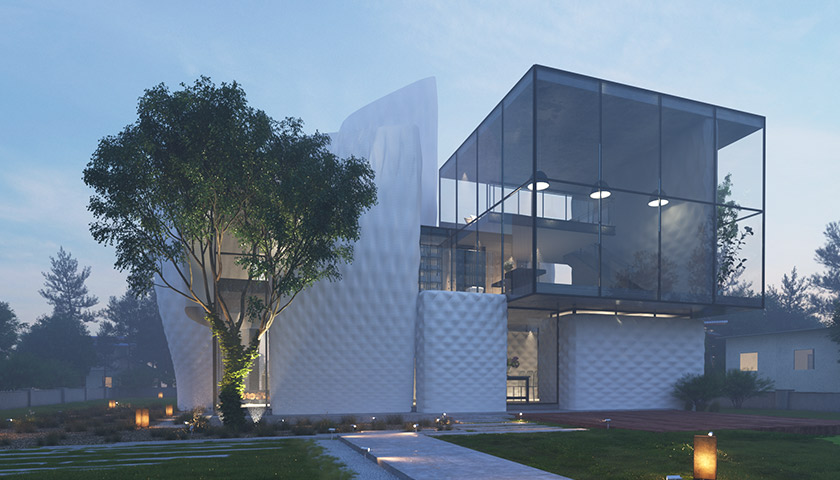 Rendering of a 3-D printed house from LuxMea