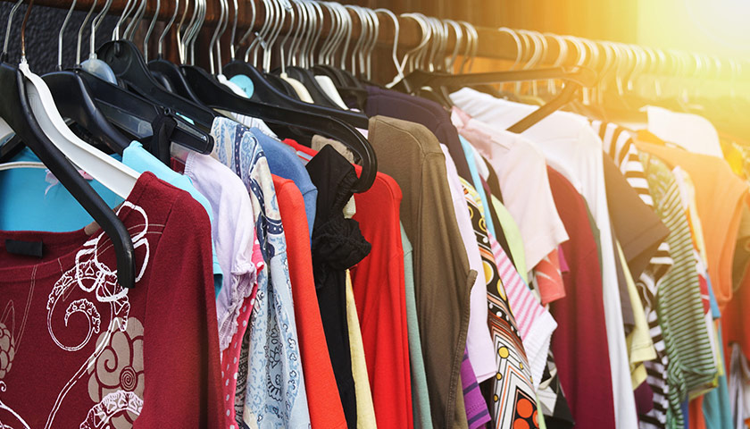 Clothes lined up on a hanger