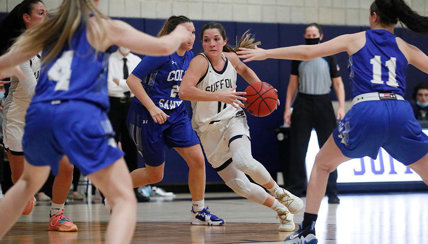 Jenni-Rose DiCecco powers past the Colby Sawyer defense