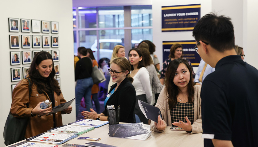 Students gathered at the opening of the new space for the Career Center