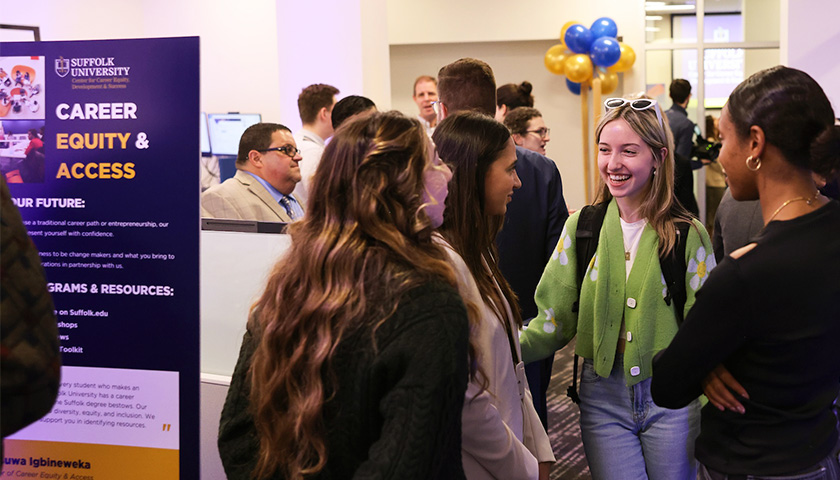 Students at the opening of the new Career Center space