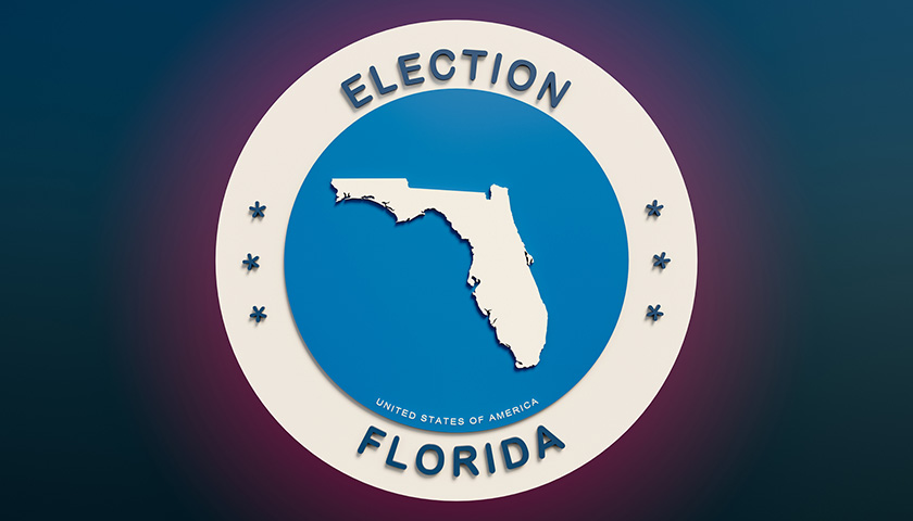 Photo illustration of the state of Florida in a seal, with "Election Florida" in the outer ring.