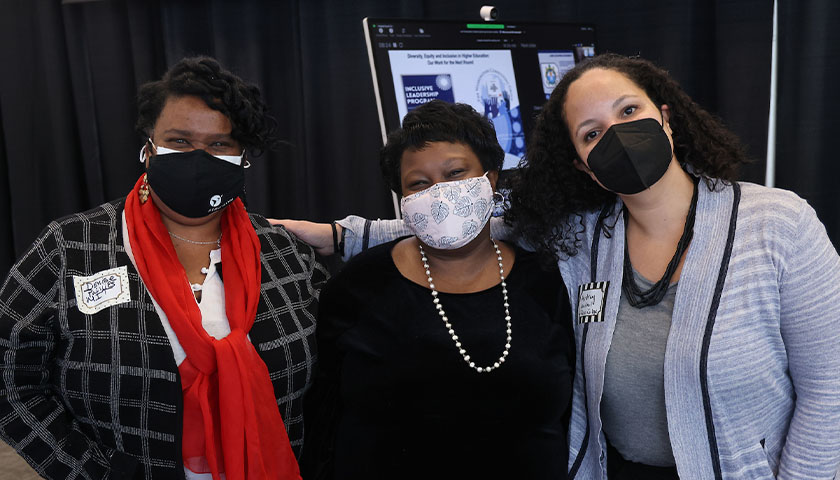 Denise Phillips, MIT, Joyya Smith, Suffolk University, and Audrey Grace, Regis College, at the first Inclusive Leadership Program workshop.