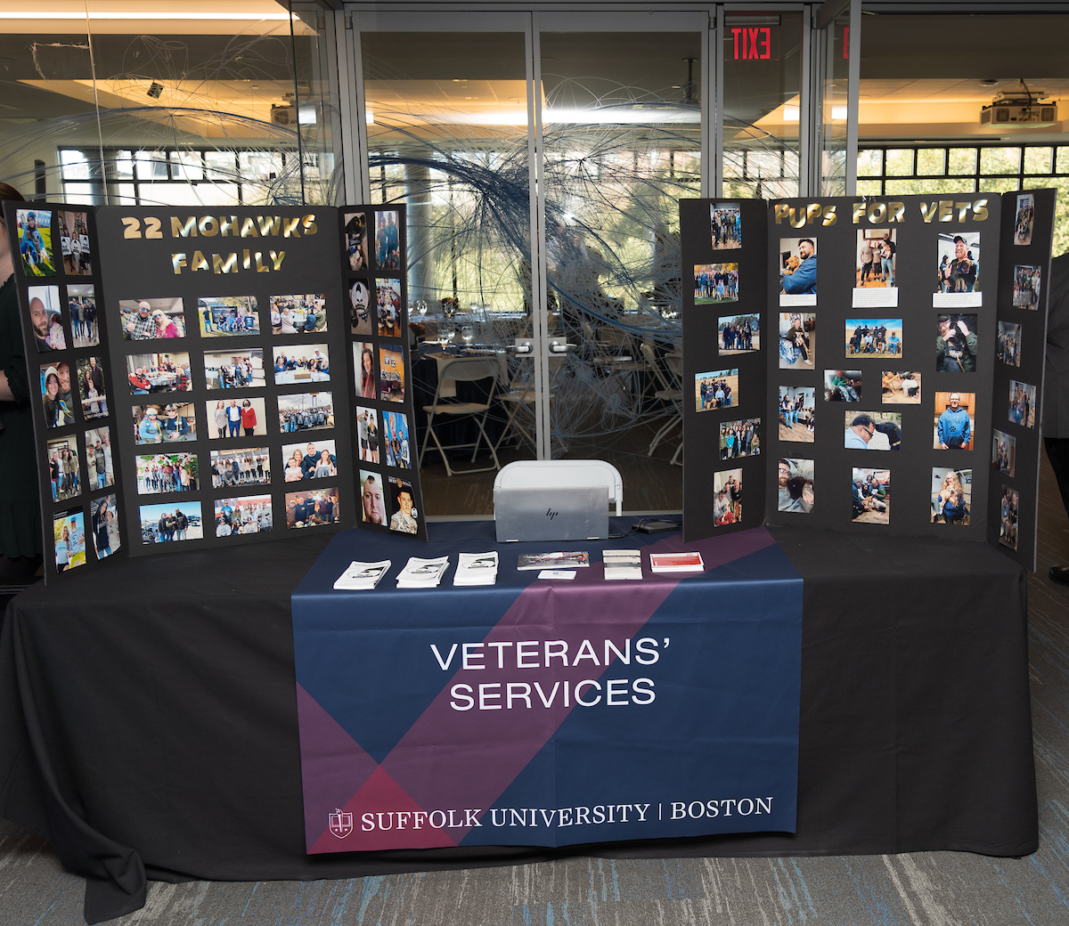 Table at the 2022 Veterans Day Luncheon showing off the many Veterans Services Suffolk offers