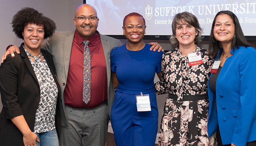 Career Equity Conference panelists Courtney Utsey, Ralph Tavares, moderator Ade Igbineweka, Caroline Mailloux, Monique Cooper