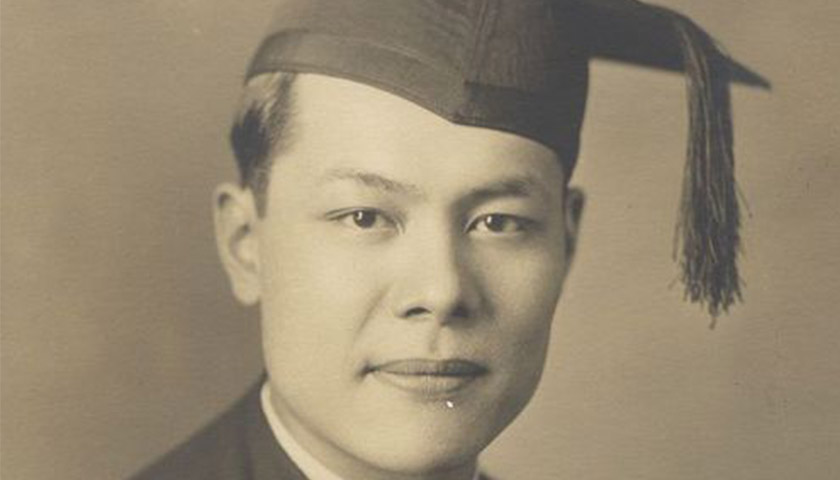 Yearbook photo of Harry Dow, JD '29, the first Chinese-American to pass the Massachusetts bar exam