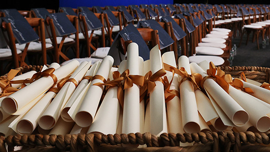 Diplomas waiting to be awarded 