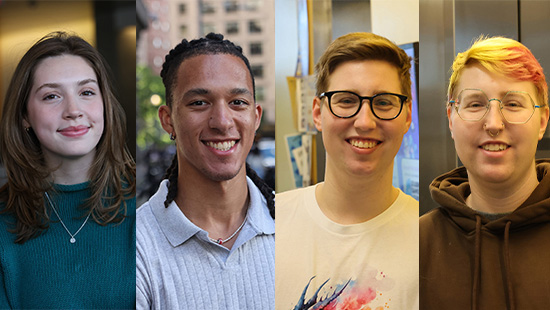 Headshots of Meredith Melia, Selvin Backert, Hayden Rungren, Skylar Rungren