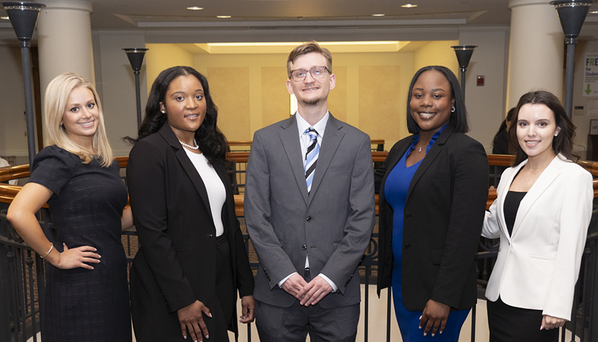 Five Fenton Award winners at the fourth floor of the Law School