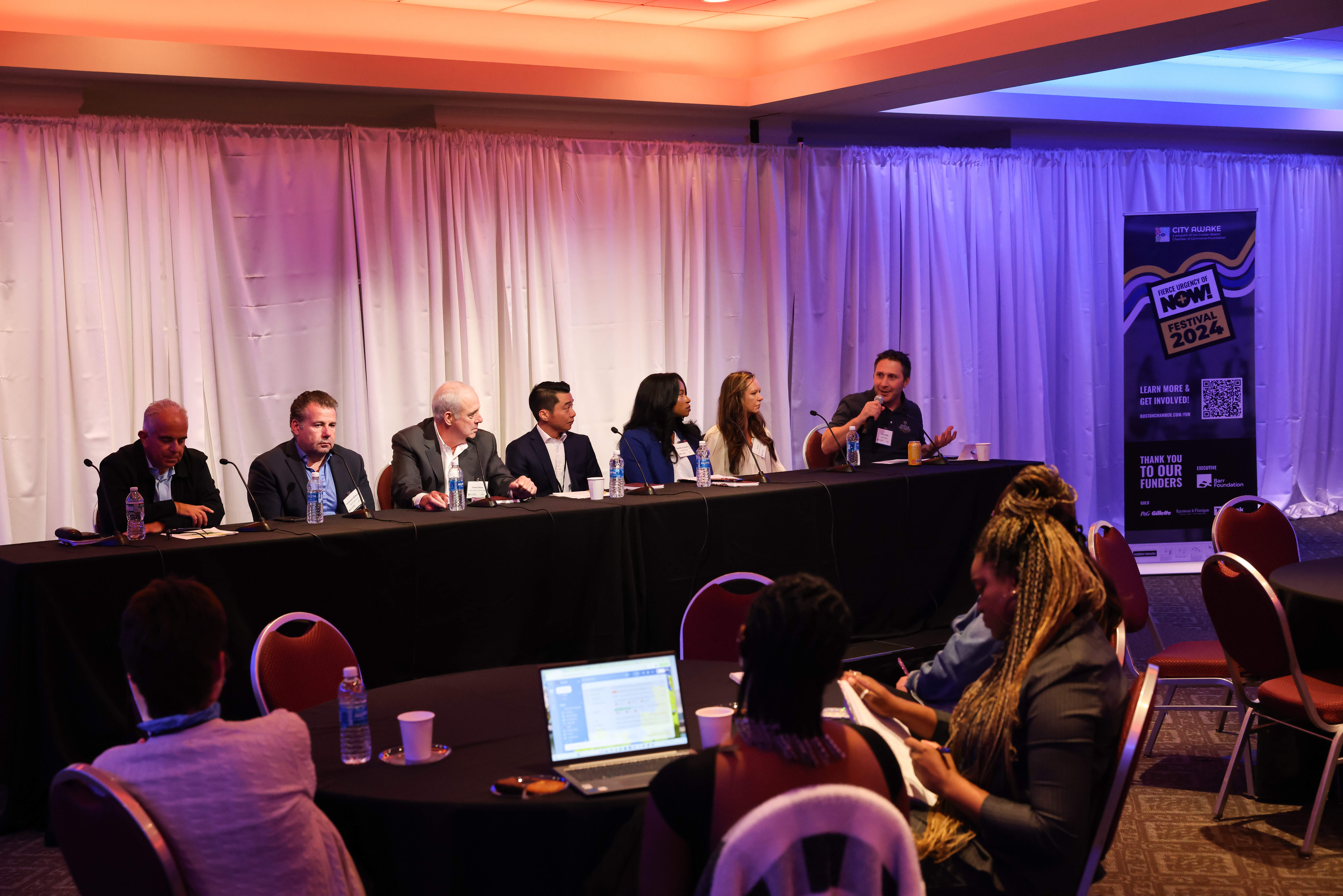 Panelists discuss topics covered by the Suffolk Entrepreneurship and Educational Development Collaborative at the Fierce Urgency of Now Festival.