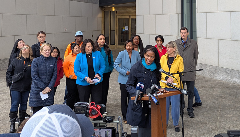 State Senator Lydia Edwards at the Brooke Courthouse in Boston