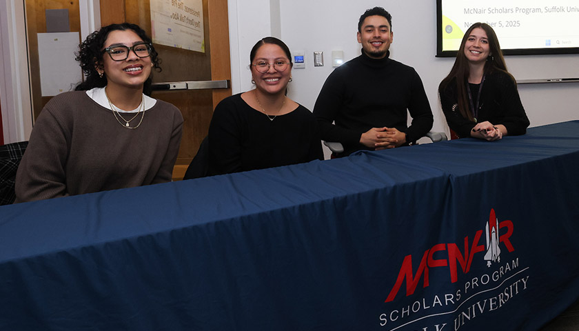 McNair Scholar panelist Samantha Garcia, Arly Macario, Danilo Martinez and Olivia Lapolla