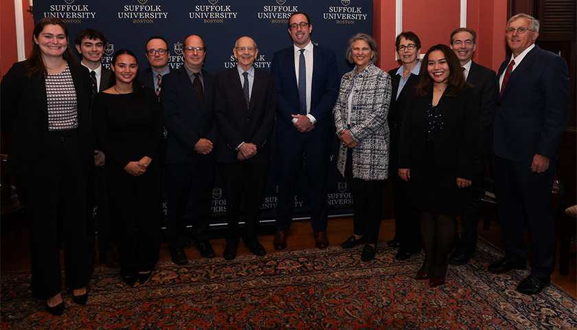 Justice Breyer meets with a group of Suffolk students, faculty, administrators, and trustees