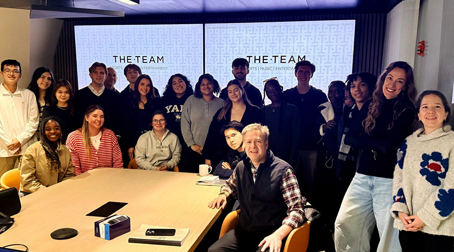 Suffolk students visiting office of the The Team management agency