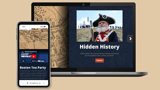 Computer and phone screens displaying the Hidden History online map.