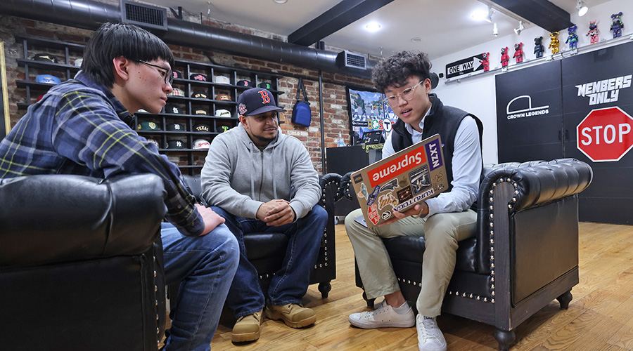 Suffolk students on location with a consulting client.