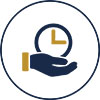 icon showing a hand holding a clock