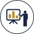 icon showing a male figure gesturing to a slide presentation