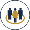 icon showing several male and female figures standing within a circle