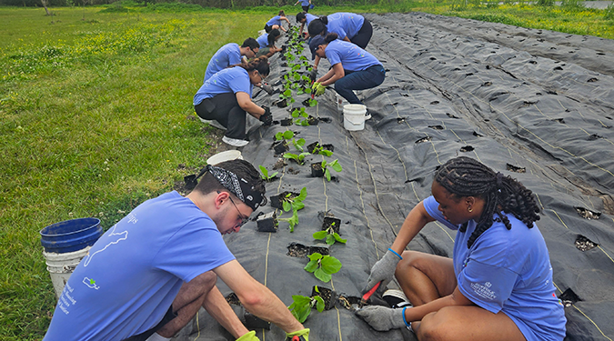 Suffolk students on a service learning trip.