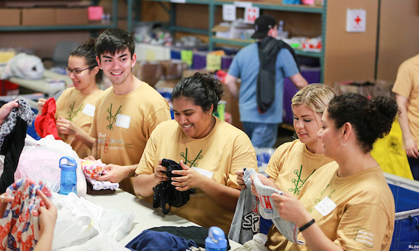 Suffolk students volunteering at a community service event. 