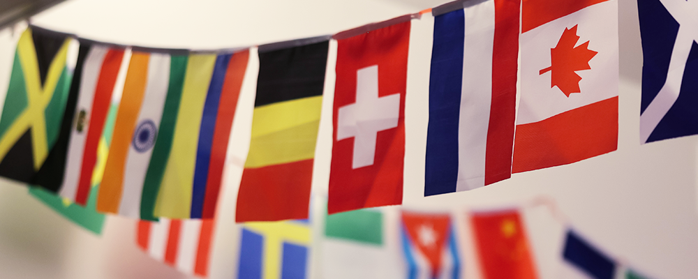 a stick figure made of colorful stripes